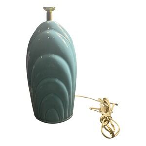 Vintage Art Deco Style Ceramic‎ Table Lamp Aqua Blue Bedside Accent Lighting